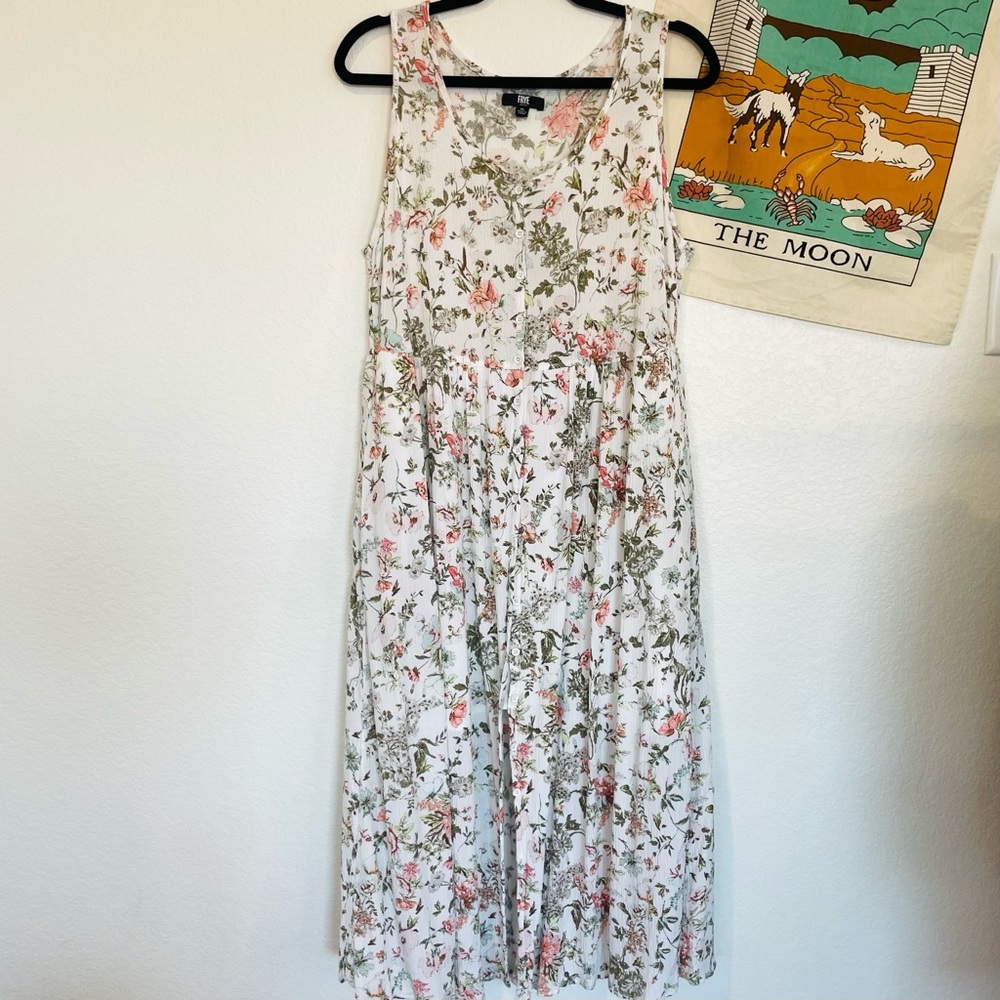 FRYE Floral Maxi Dress in Cream and Pink XL - Picture 2 of 9